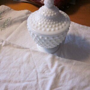 2 pc Fenton MIlk Glass pedestal candy dish 1950s elegant glass era